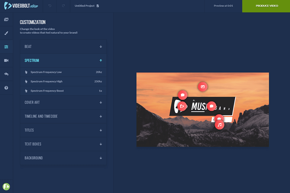 videobolt music visualizer interface