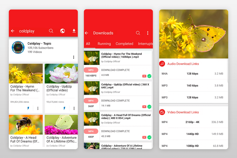 videoder youtube downloader for android interface