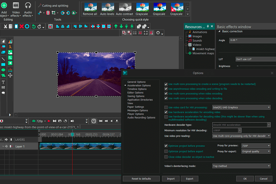 vsdc free video editor flv editor interface