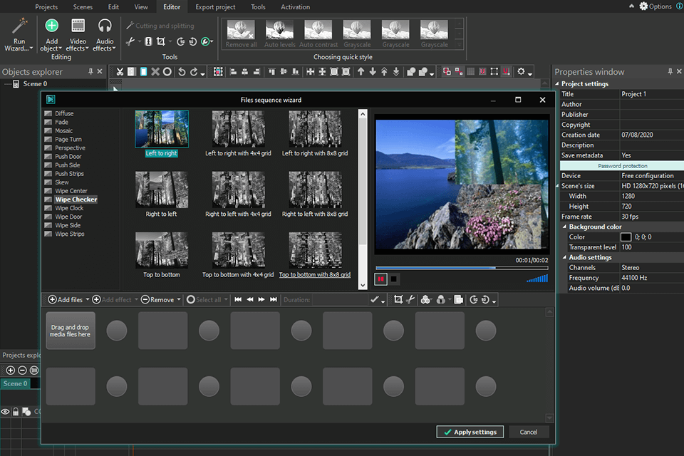 vsdc video editor music visualizer interface