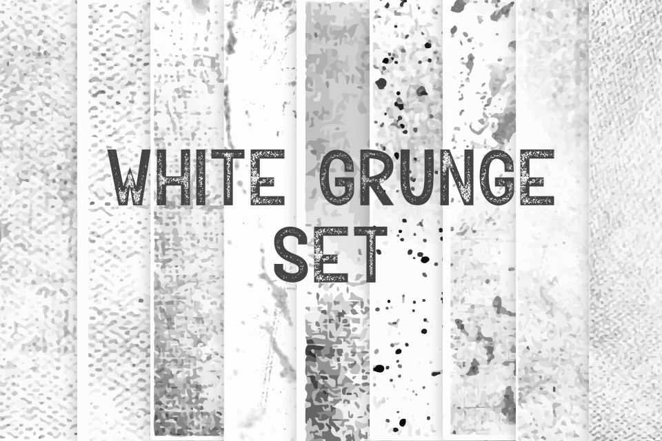 white grunge illustrator texture set