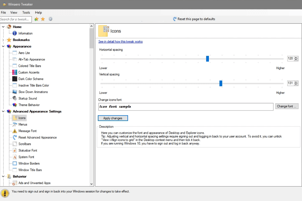 winaero tweaker interface windows 10 tools