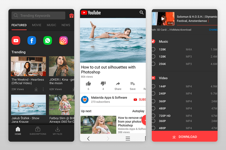 yestube youtube downloader for android interface