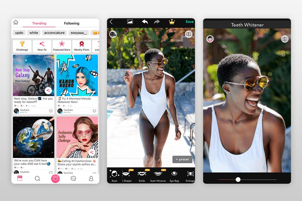 youcam perfect teeth whitening app interface