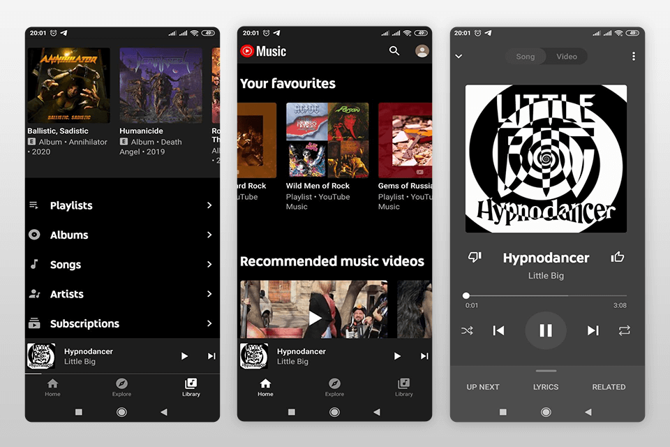 youtube music interface player for android