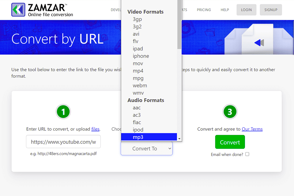 zamzar wav to mp3 converter