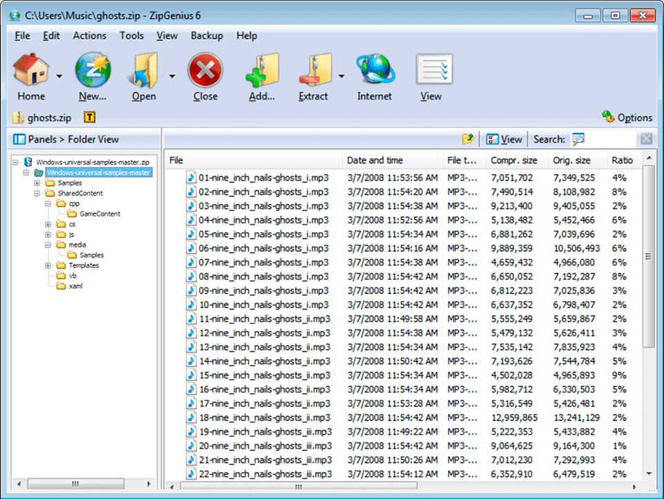 zipgenius interface free winzip alternative
