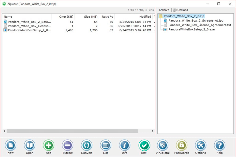 zipware interface free winzip alternative