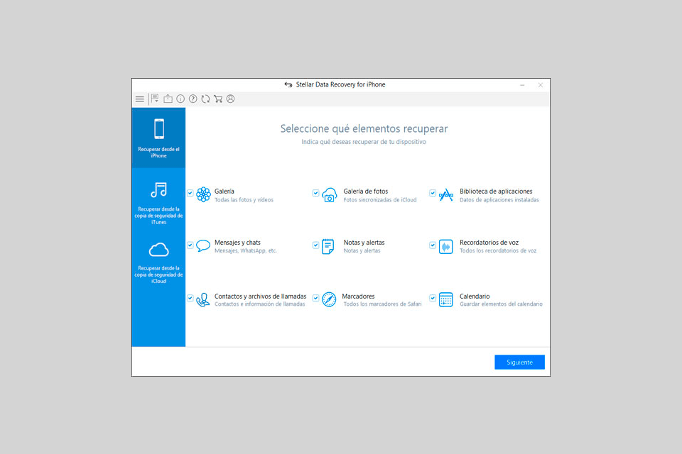 stellar recuperación de datos para la interfaz de iphone