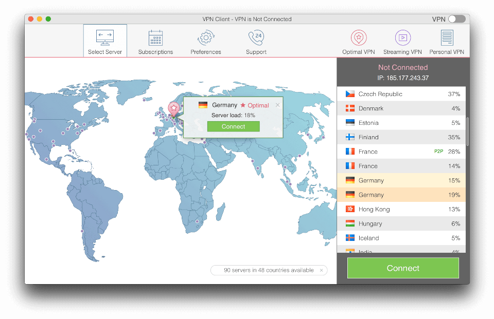 nektony software vpn client interface