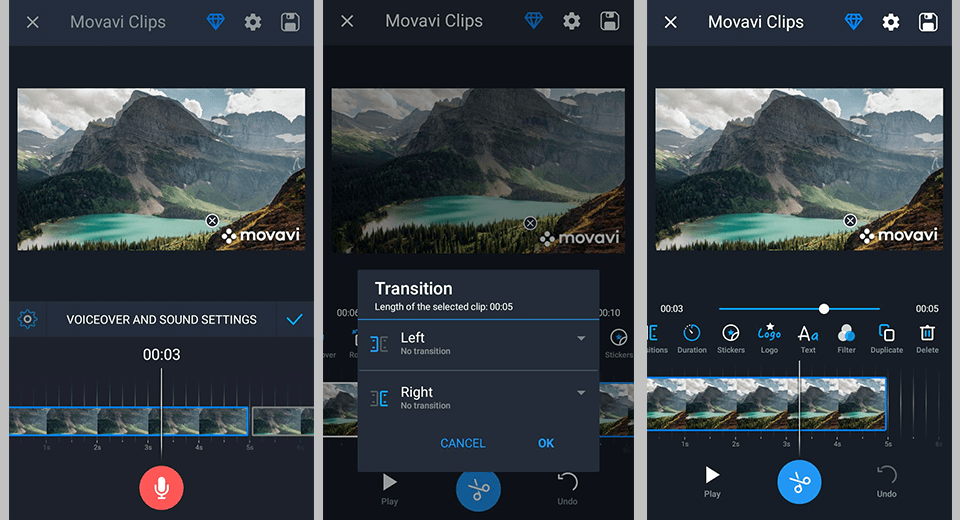 interfaz de movavi clips