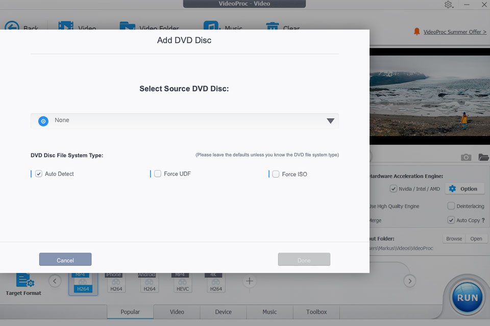 videoproc converter dvd to digital converter interface