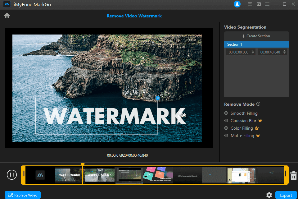 imyfone markgo free watermark software interface