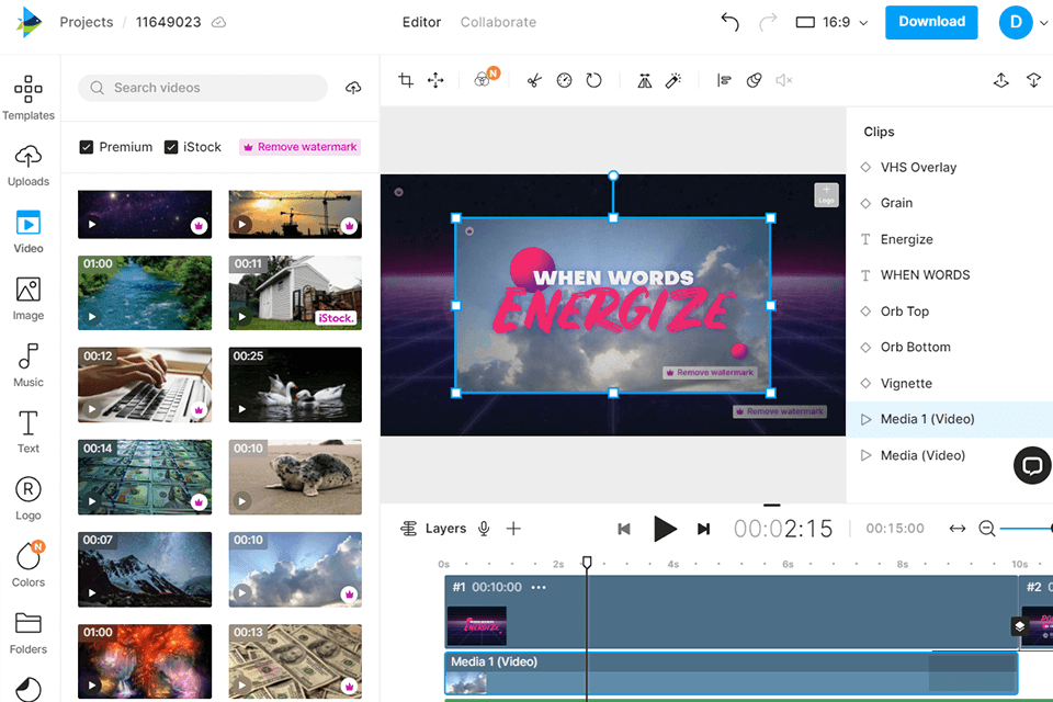 invideo compositing software interface