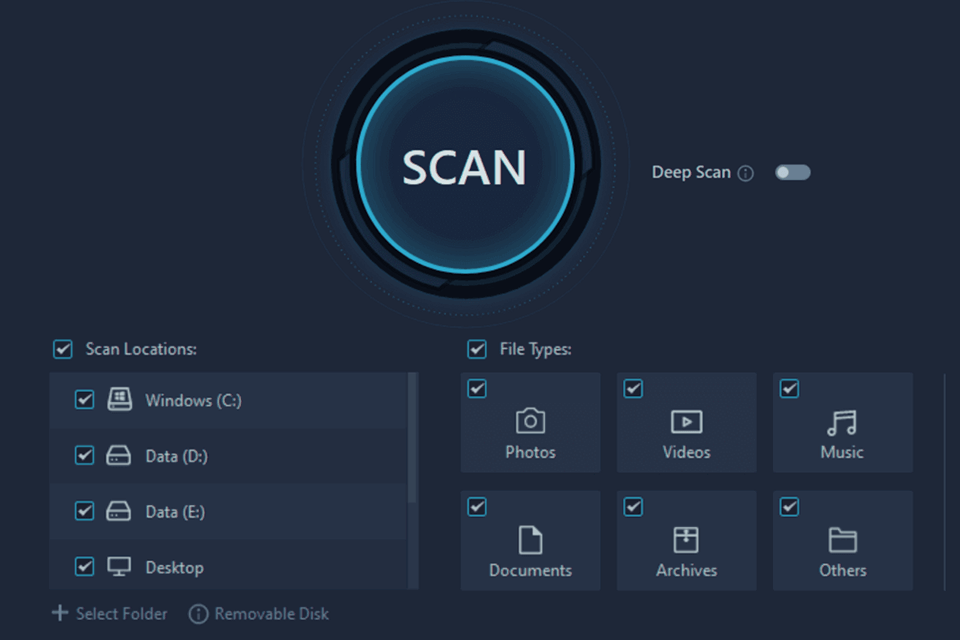 itop data recovery free data recovery software interface
