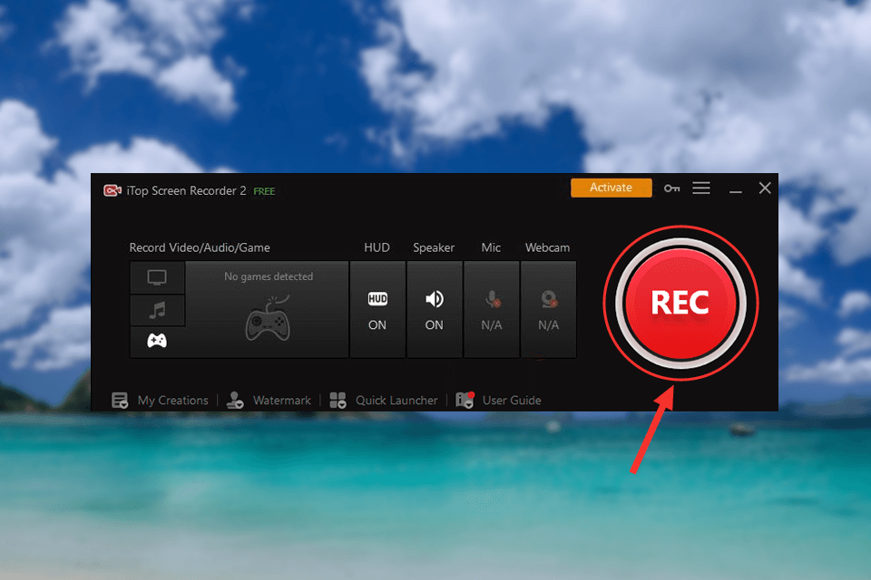 itop screen recorder youtube recording software interface