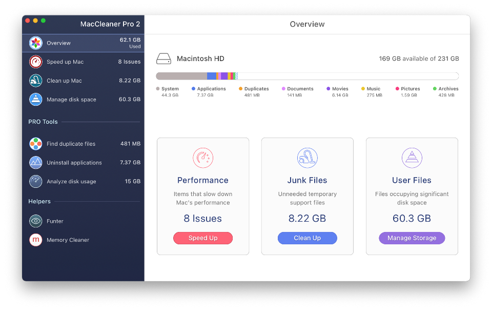 nektony software maccleaner pro interface