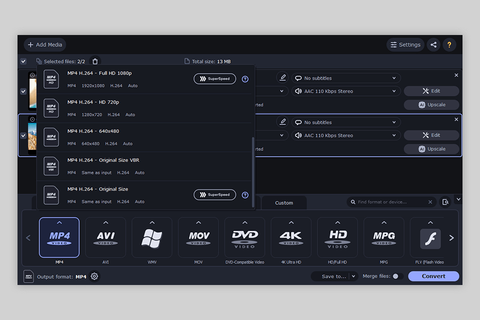 movavi mkv to mp4 converter interface