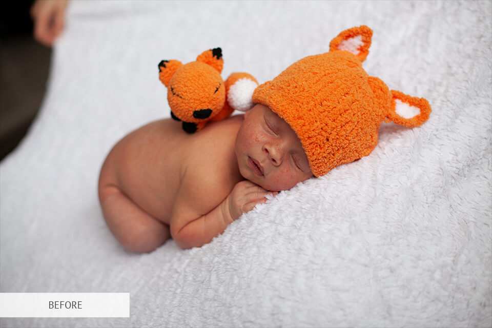 newborn photography post processing before and after