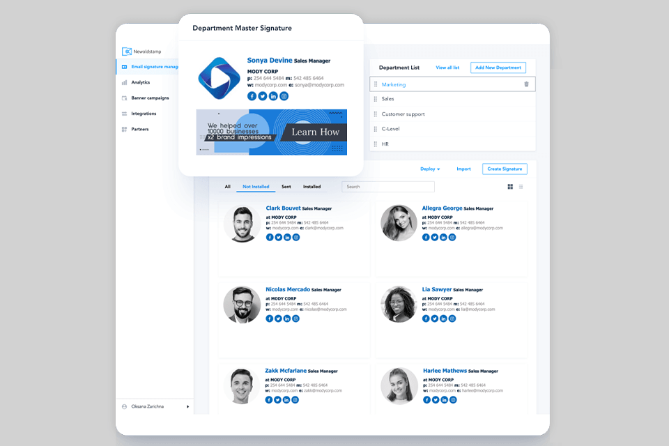 newoldstamp email marketing software interface