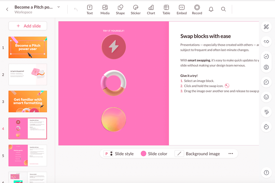 pitch video presentation software interface
