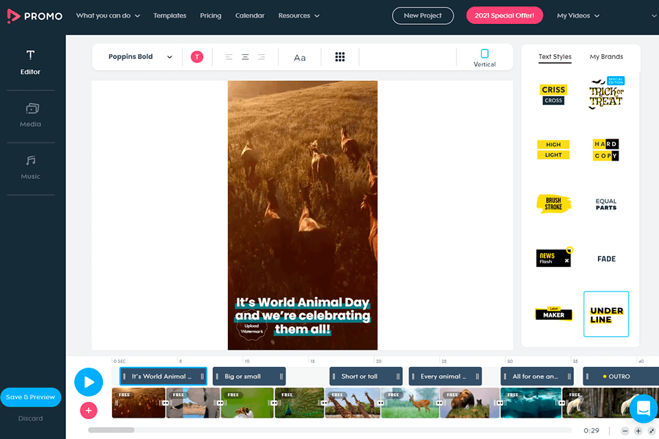 promo video cutter واجهة الإنترنت