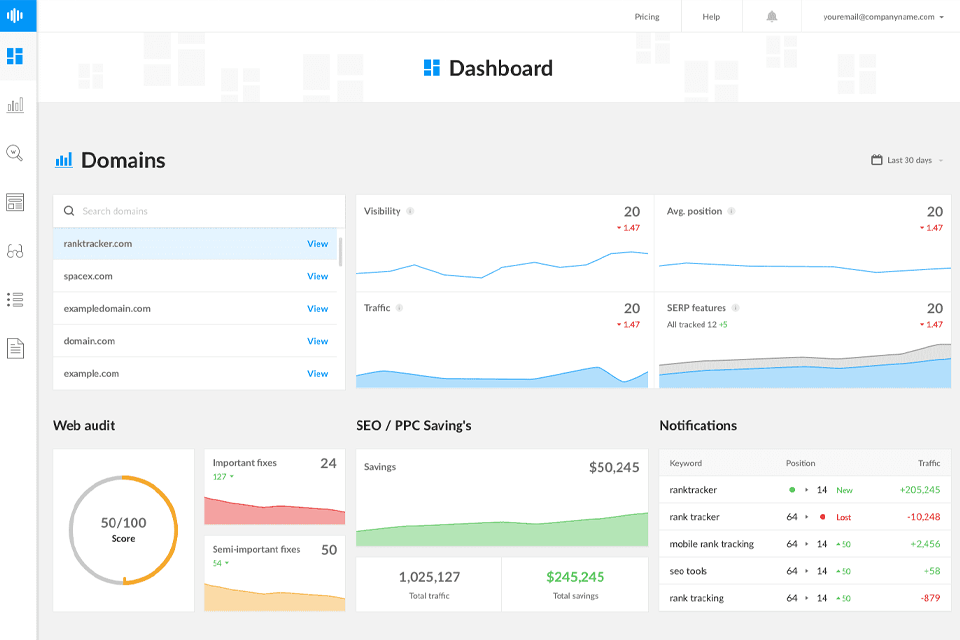 ranktracker seo software interface