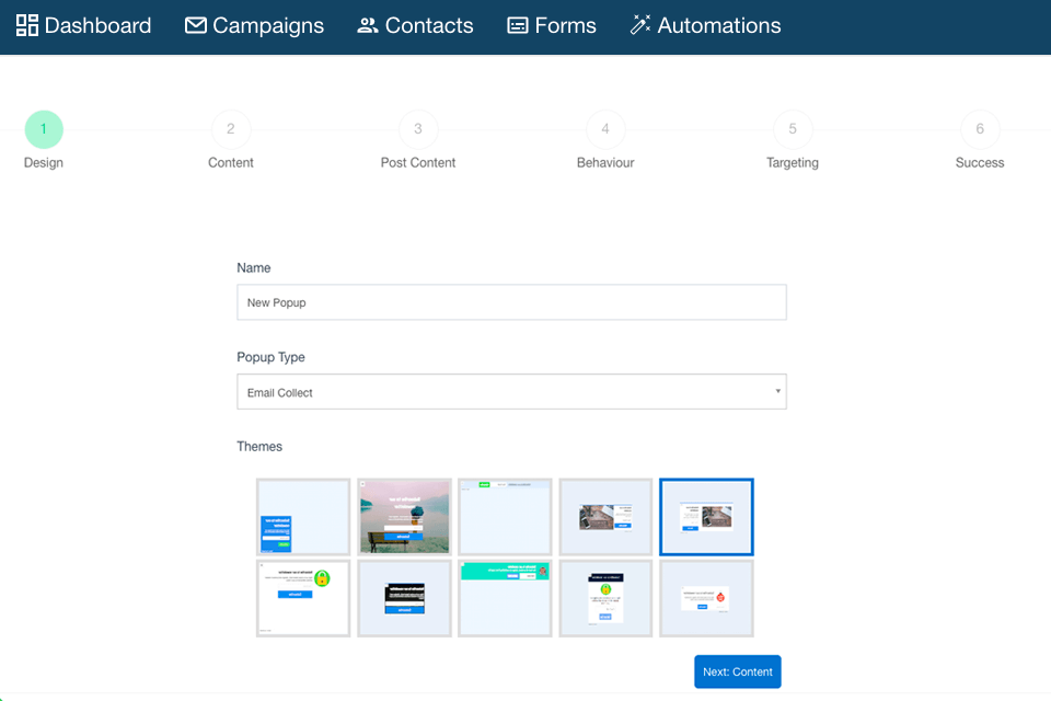sendx email marketing software interface