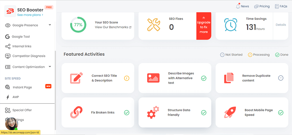 seo booster seo software interface