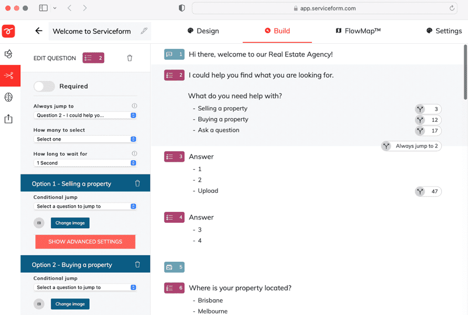 serviceform online form builder interface