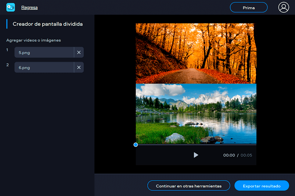 editor de video en línea fastreel de pantalla dividida
