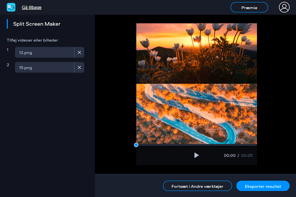 gesplitst scherm fastreel online video-editor