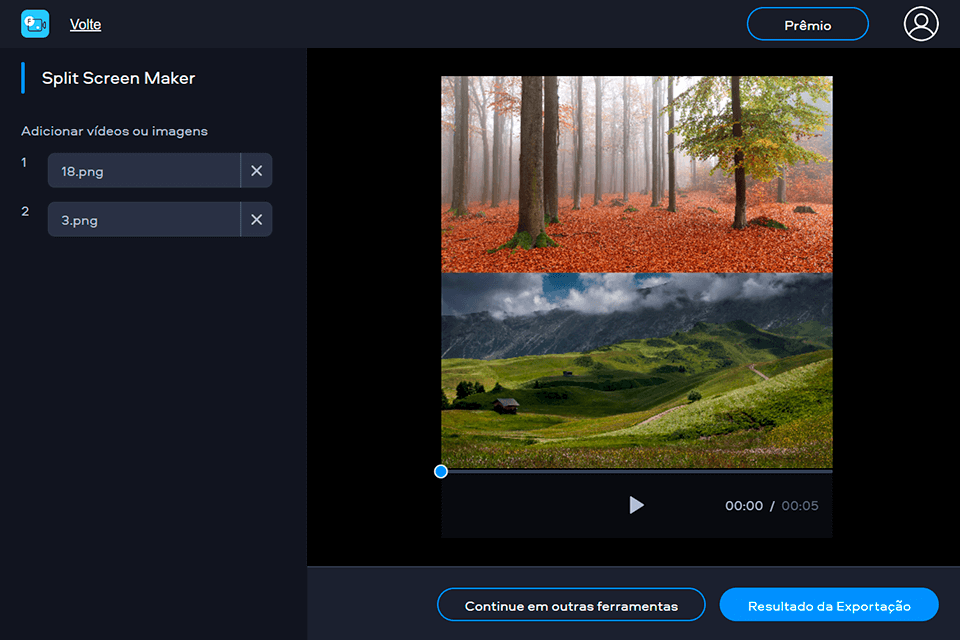 editor de vídeo online Fastreel tela dividida