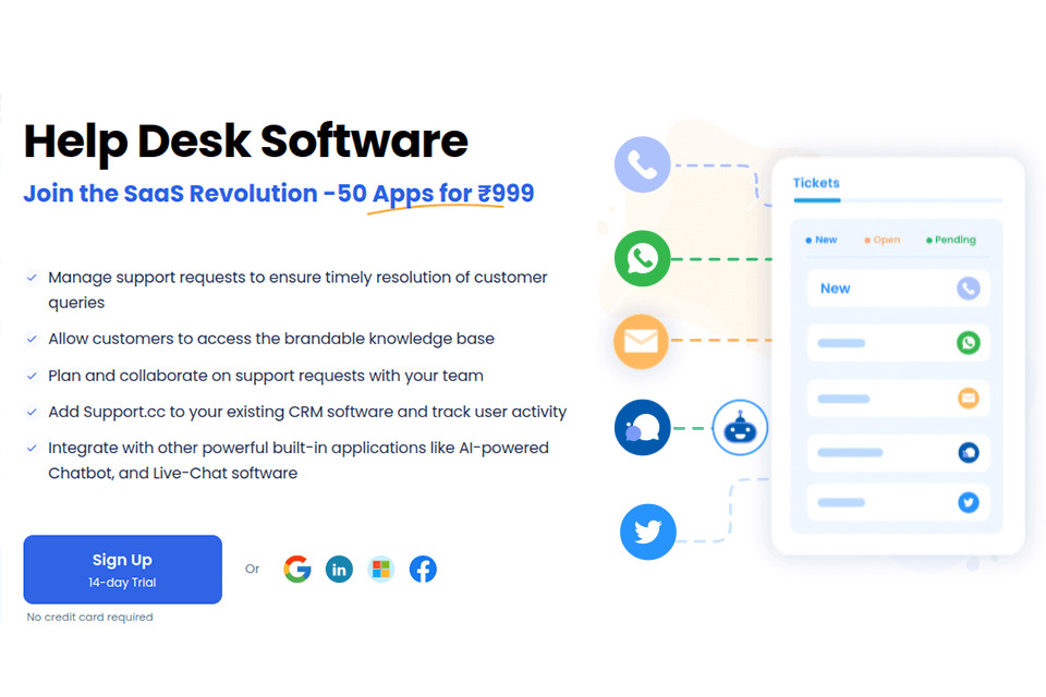 support.cc ticketing software interface