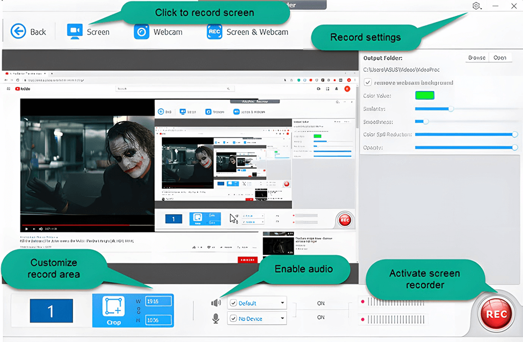 videoproc converter youtube recording software interface