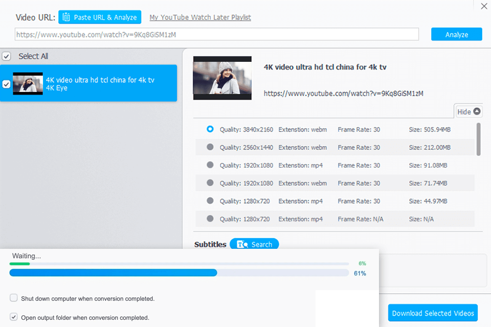 videoproc youtube converter interface
