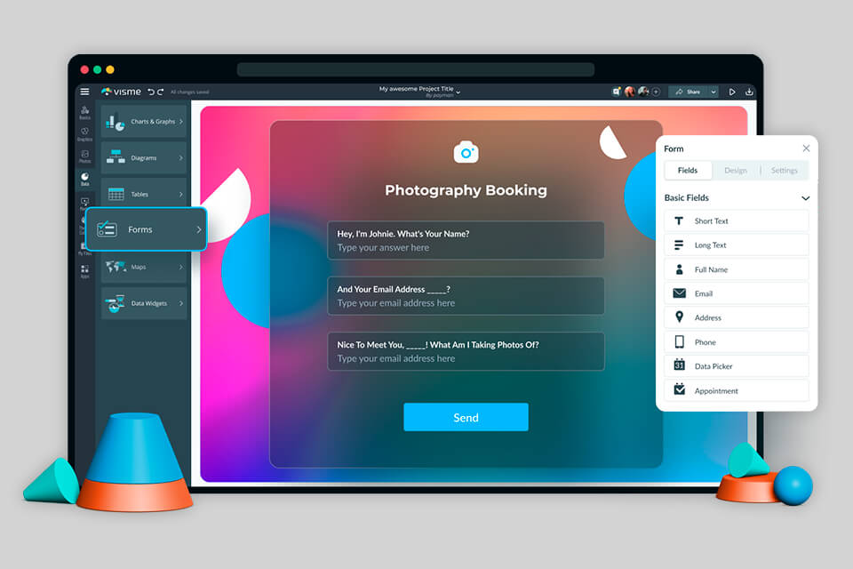 visme online form builder interface
