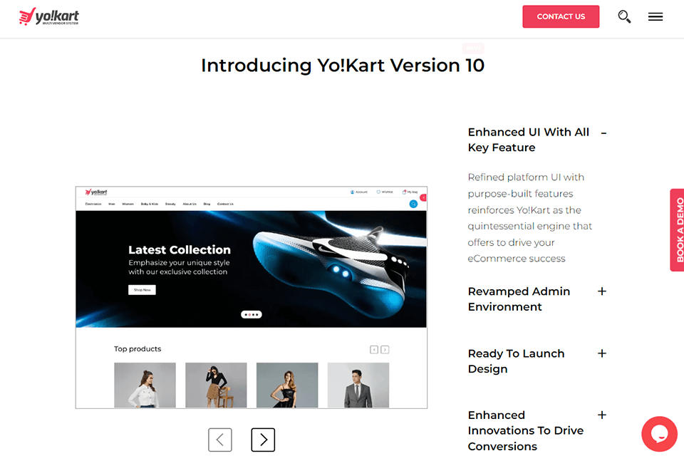 yo!kart ecommerce platform interface