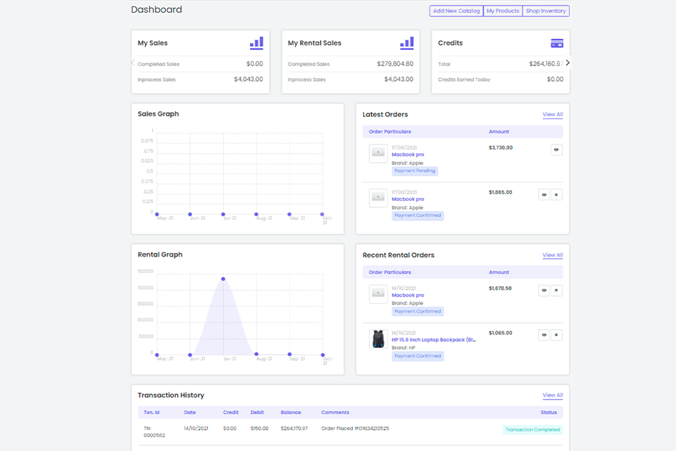 yo rent ecommerce platform interface