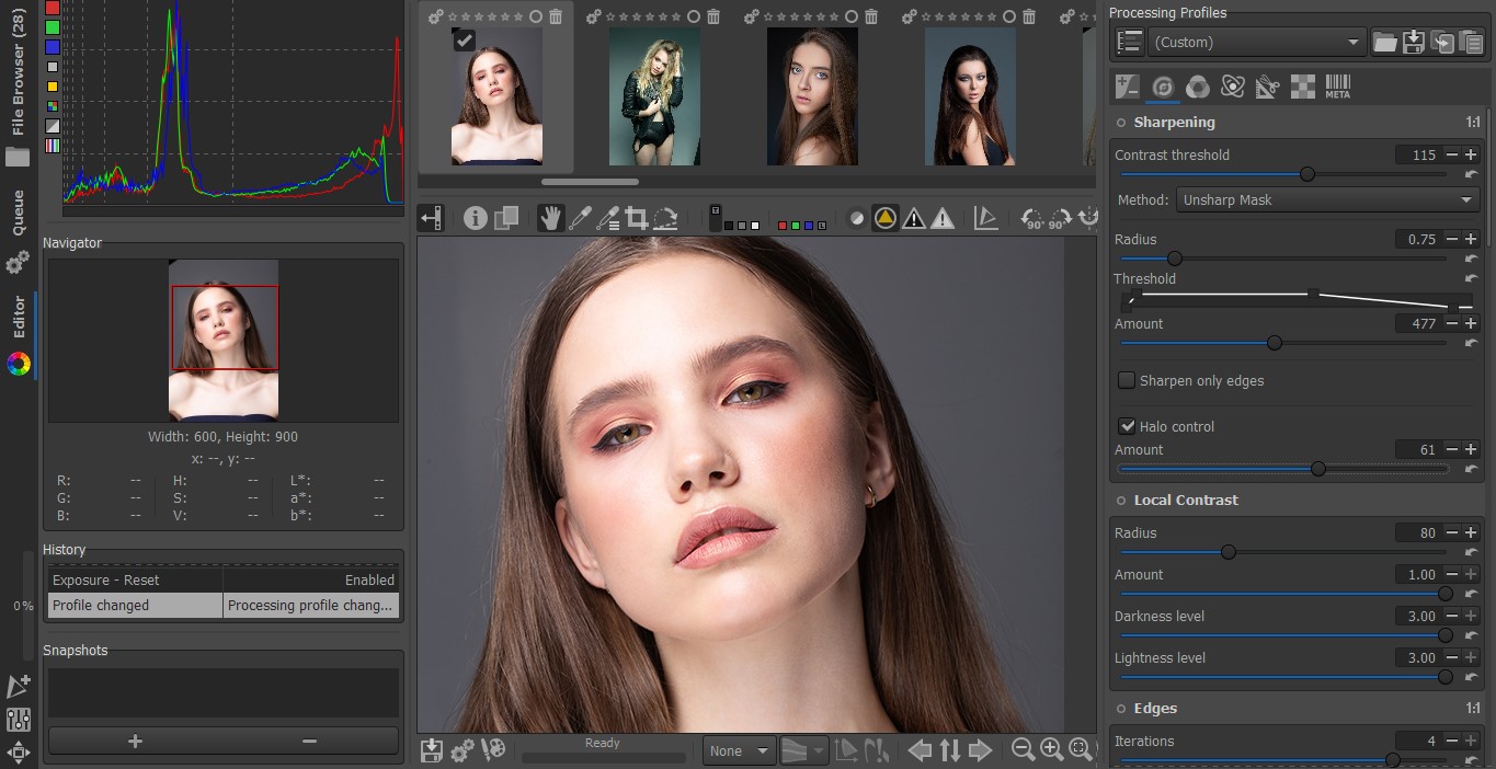 rawtherapee editing sharpening and noise