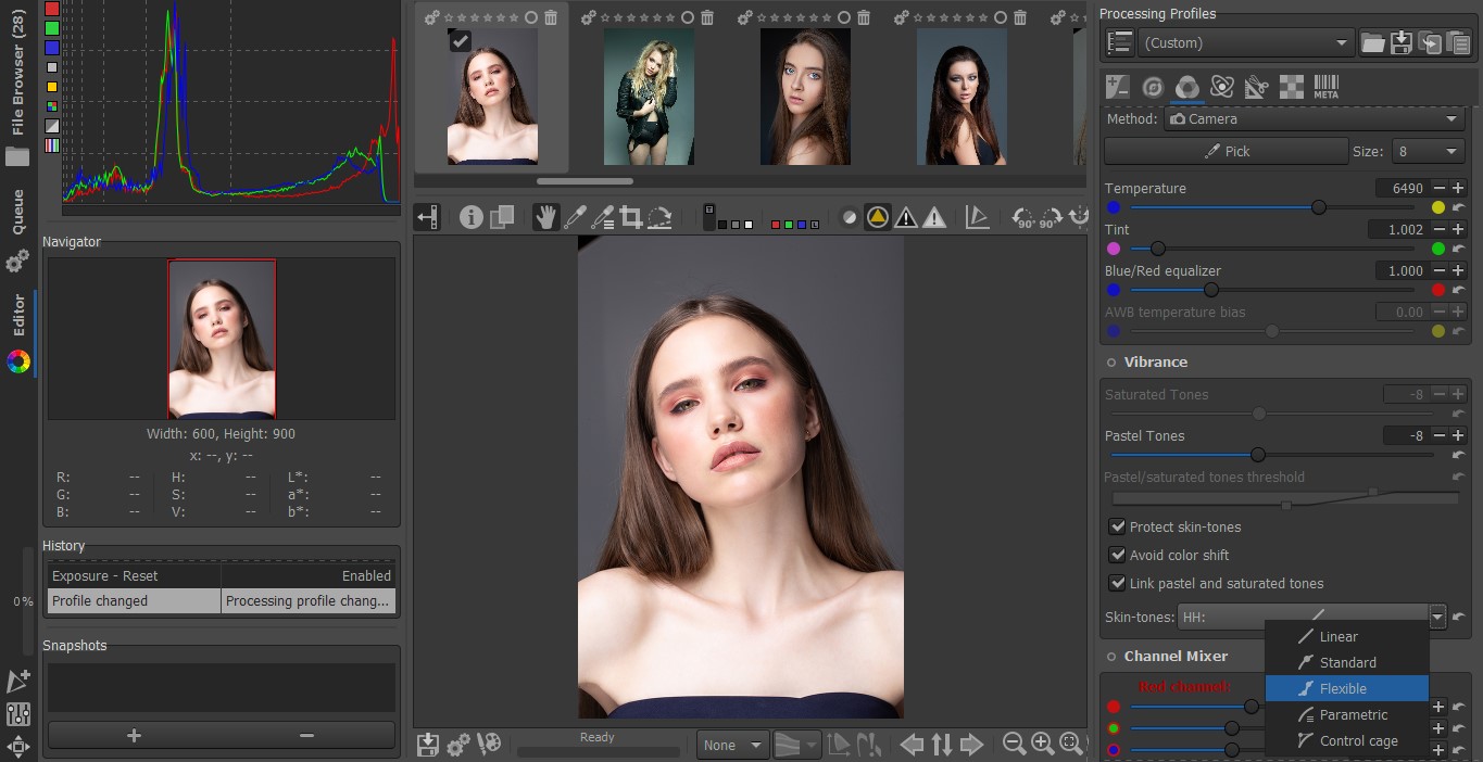 rawtherapee skin tones editing