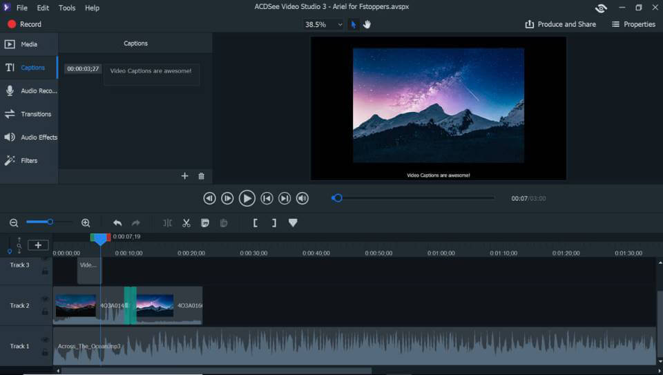 acdsee video editor interface