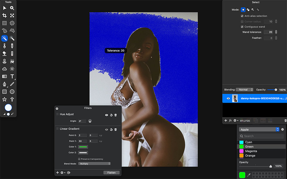 acorn foto editor interfaccia