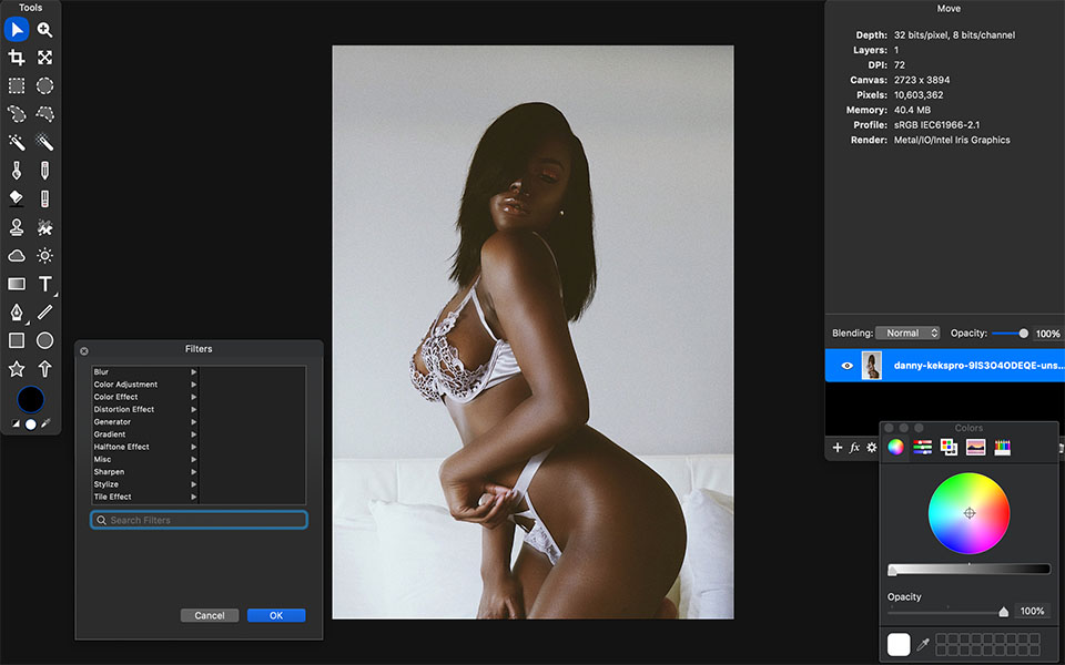 acorn foto editor interfaccia