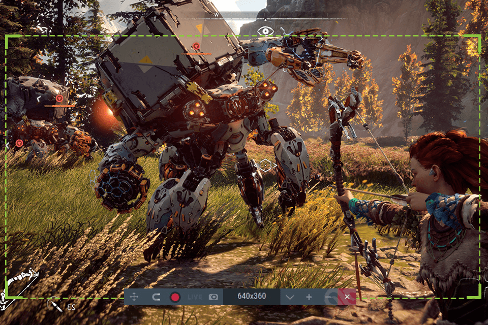 action game recording software interface