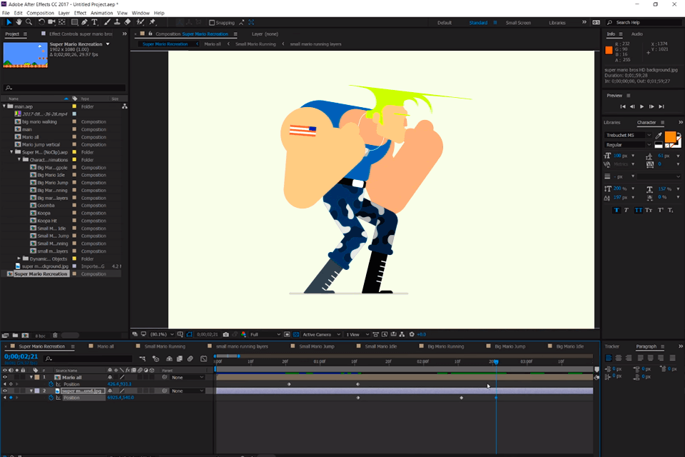 adobe after effects video game animation software interface