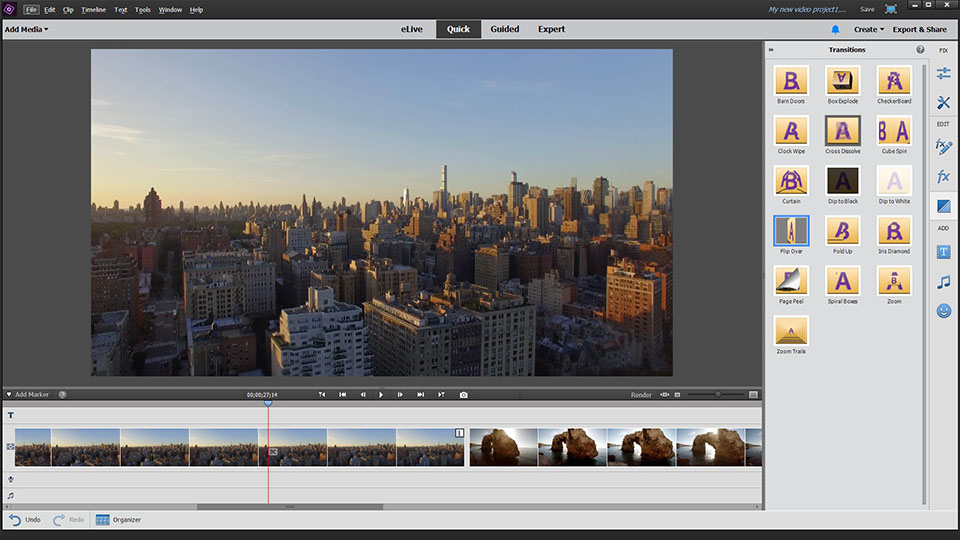 adobe elements rozhraní