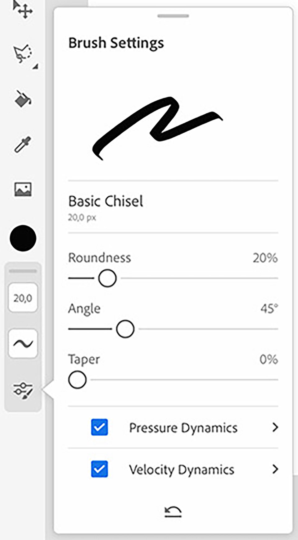adobe fresco brush settings
