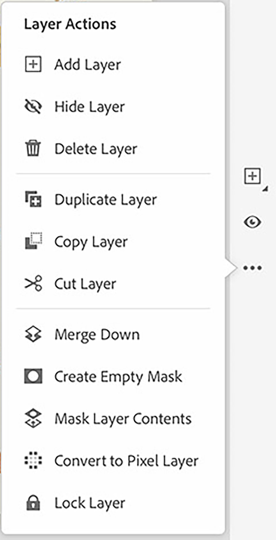adobe fresco layer actions