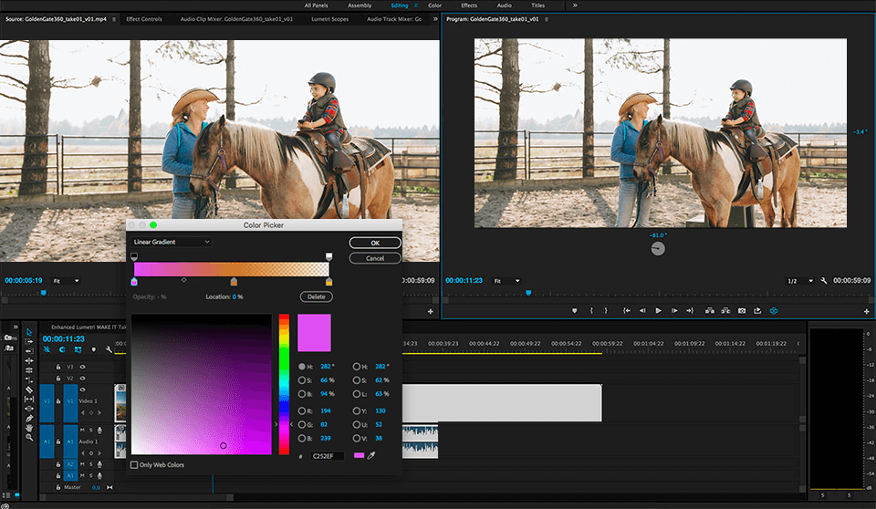 adobe video editor premiere pro interface